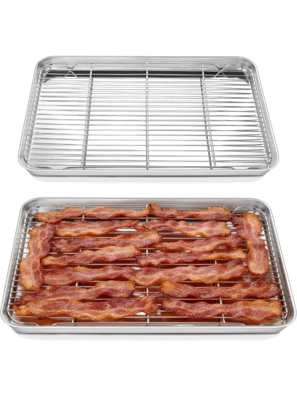 Large Stainless Steel Baking Sheet & Wire Cooling Rack Set - 20x14 Inch